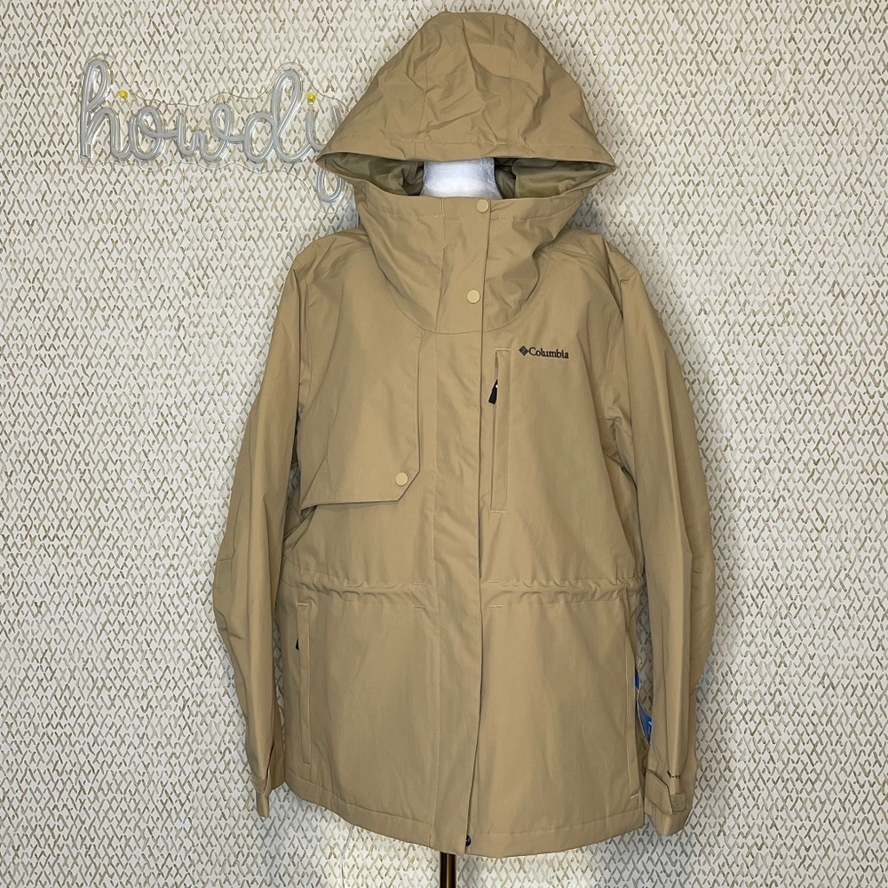 Columbia Hadley Trail Rain Jacket Tan Omni-Tech Waterproof NWT Size 1X